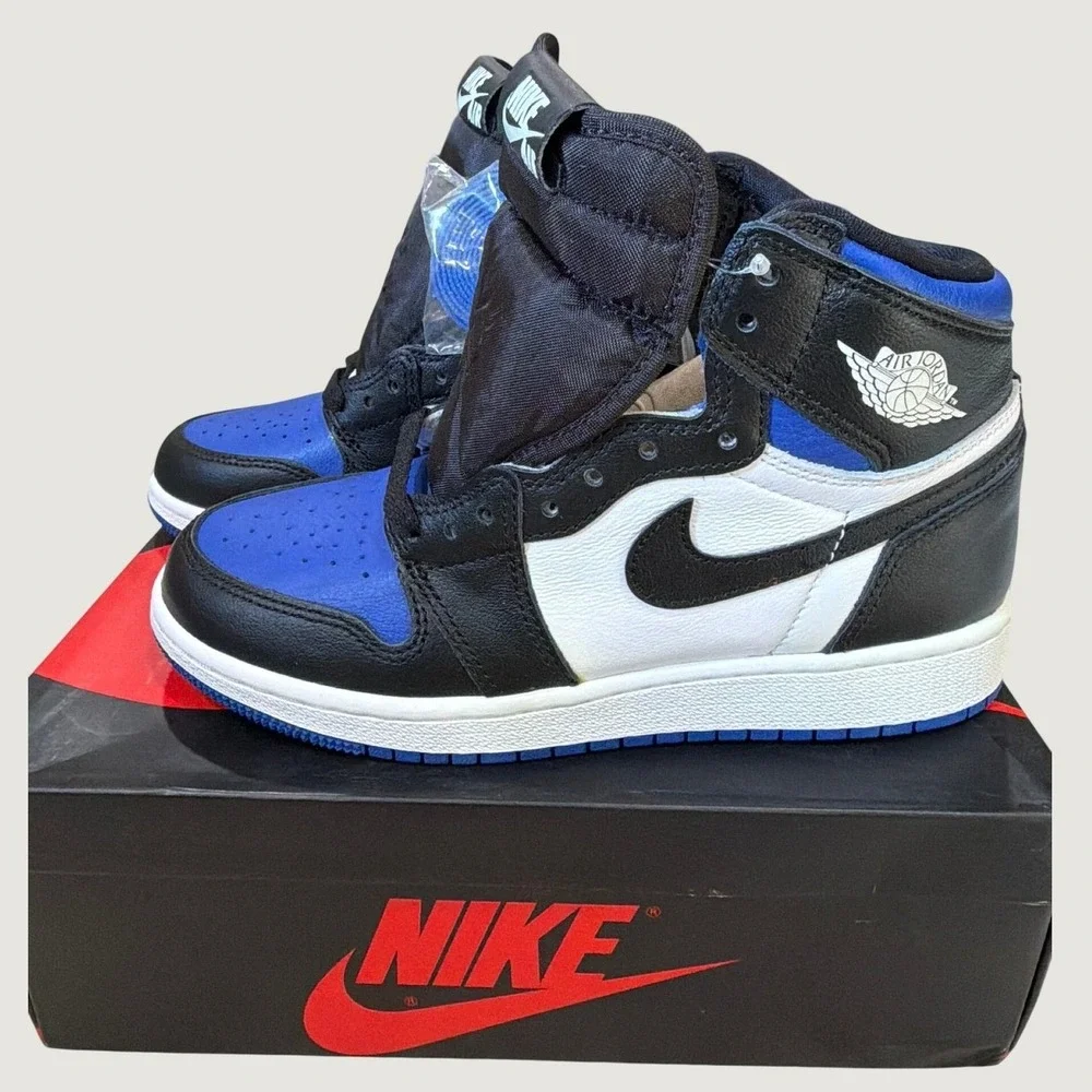 Jordan 1 Retro High OG Royal Toe 2020 Black White Game Royal 575441-041 4Y